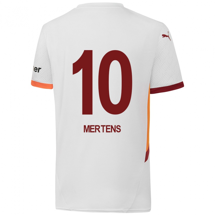 Gyermek Dries Mertens #10 Fehér Sárga Piros Idegenbeli Jersey 2024/25 Mez Póló Ing