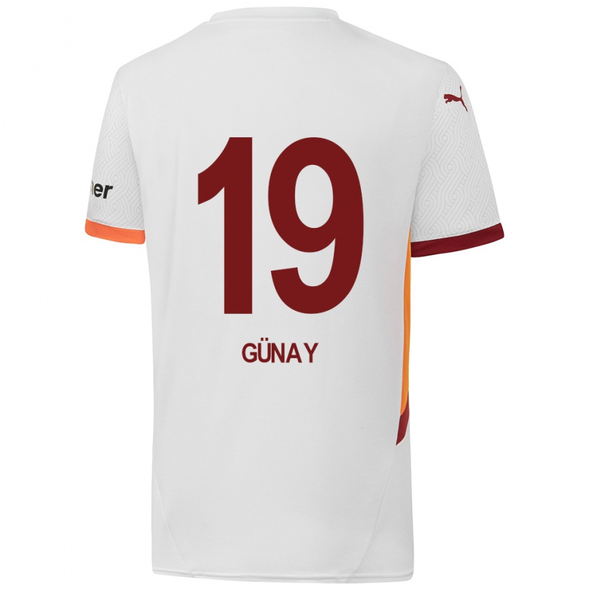 Gyermek Günay Güvenç #19 Fehér Sárga Piros Idegenbeli Jersey 2024/25 Mez Póló Ing