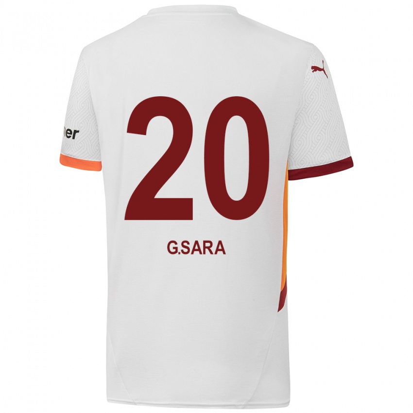 Gyermek Gabriel Sara #20 Fehér Sárga Piros Idegenbeli Jersey 2024/25 Mez Póló Ing