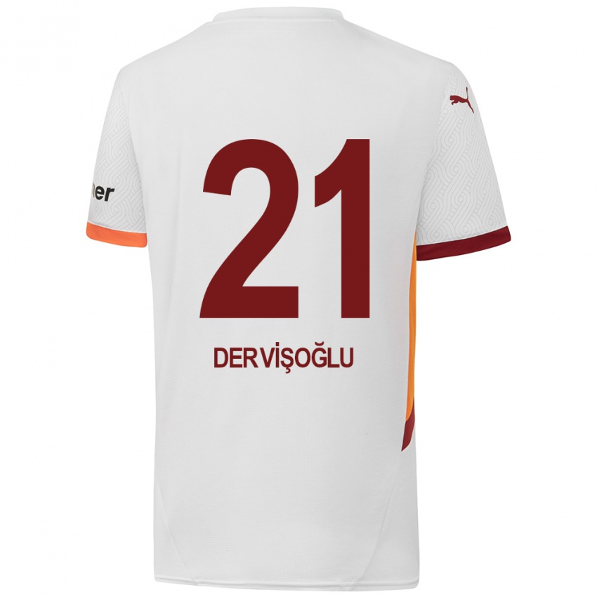 Gyermek Halil Dervişoğlu #21 Fehér Sárga Piros Idegenbeli Jersey 2024/25 Mez Póló Ing