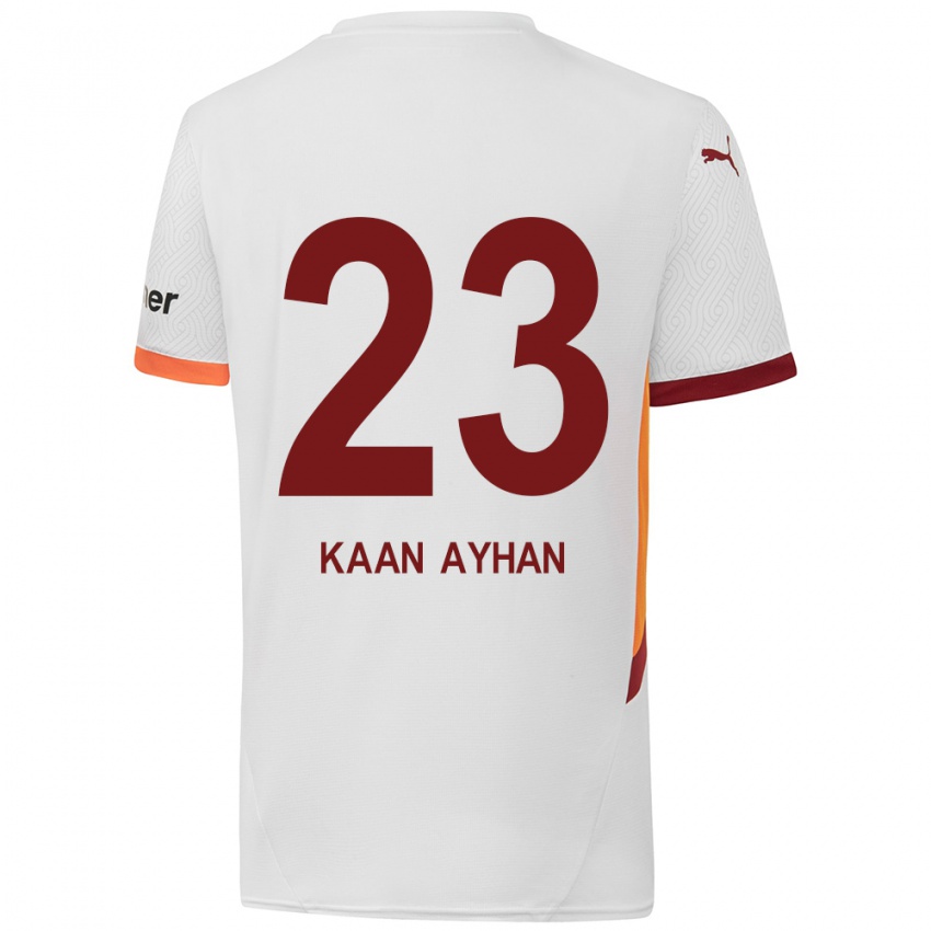 Gyermek Kaan Ayhan #23 Fehér Sárga Piros Idegenbeli Jersey 2024/25 Mez Póló Ing