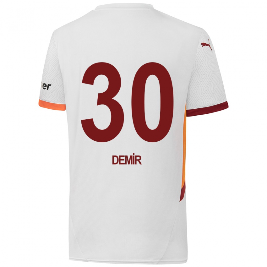 Gyermek Yusuf Demir #30 Fehér Sárga Piros Idegenbeli Jersey 2024/25 Mez Póló Ing