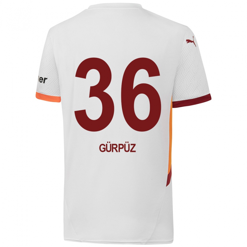 Gyermek Gökdeniz Gürpüz #36 Fehér Sárga Piros Idegenbeli Jersey 2024/25 Mez Póló Ing