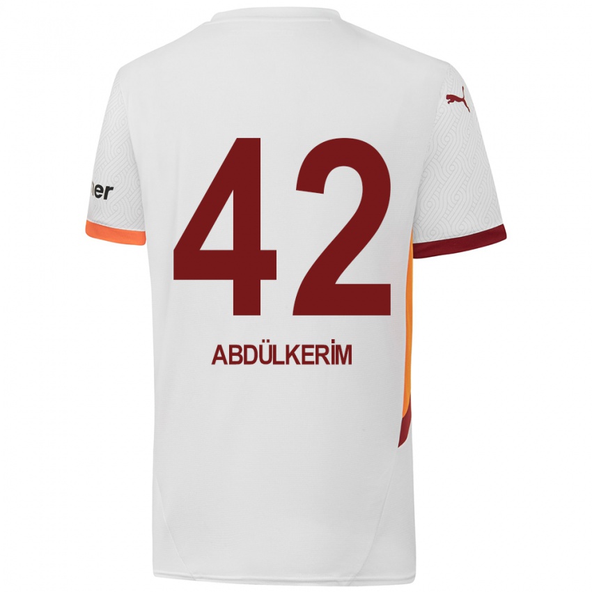 Gyermek Abdülkerim Bardakcı #42 Fehér Sárga Piros Idegenbeli Jersey 2024/25 Mez Póló Ing