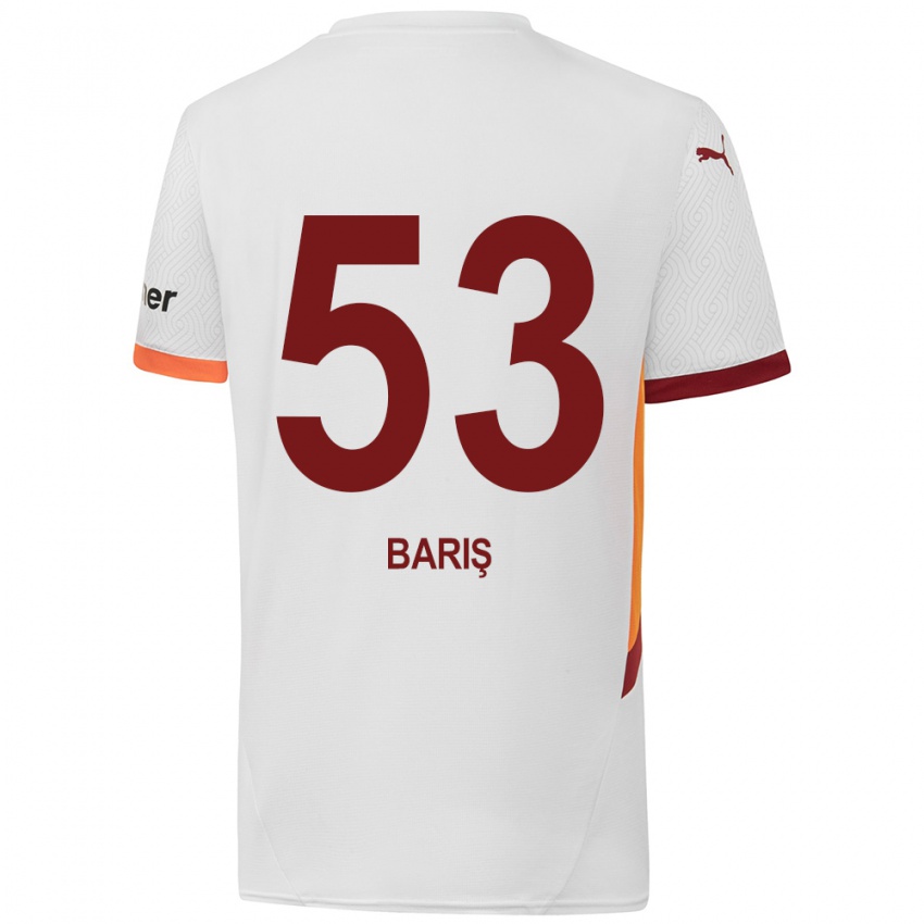 Gyermek Barış Alper Yılmaz #53 Fehér Sárga Piros Idegenbeli Jersey 2024/25 Mez Póló Ing