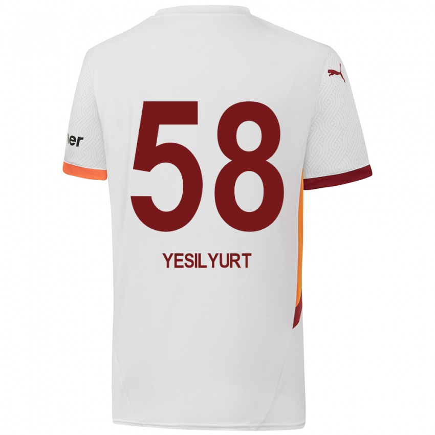 Gyermek Ali Yeşilyurt #58 Fehér Sárga Piros Idegenbeli Jersey 2024/25 Mez Póló Ing