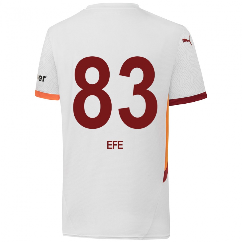 Gyermek Efe Akman #83 Fehér Sárga Piros Idegenbeli Jersey 2024/25 Mez Póló Ing