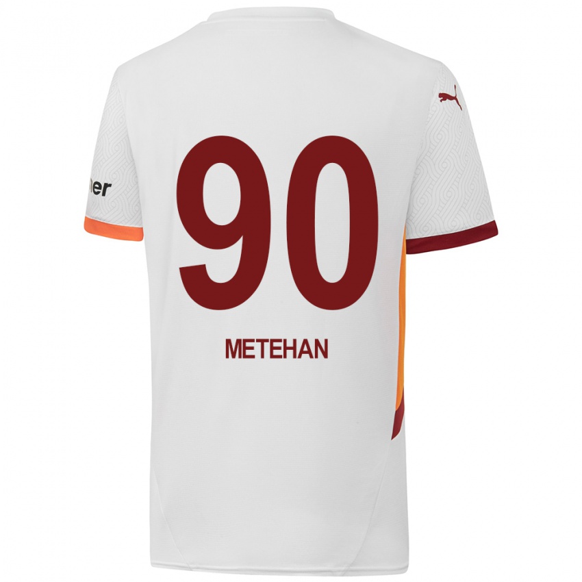 Gyermek Metehan Baltacı #90 Fehér Sárga Piros Idegenbeli Jersey 2024/25 Mez Póló Ing