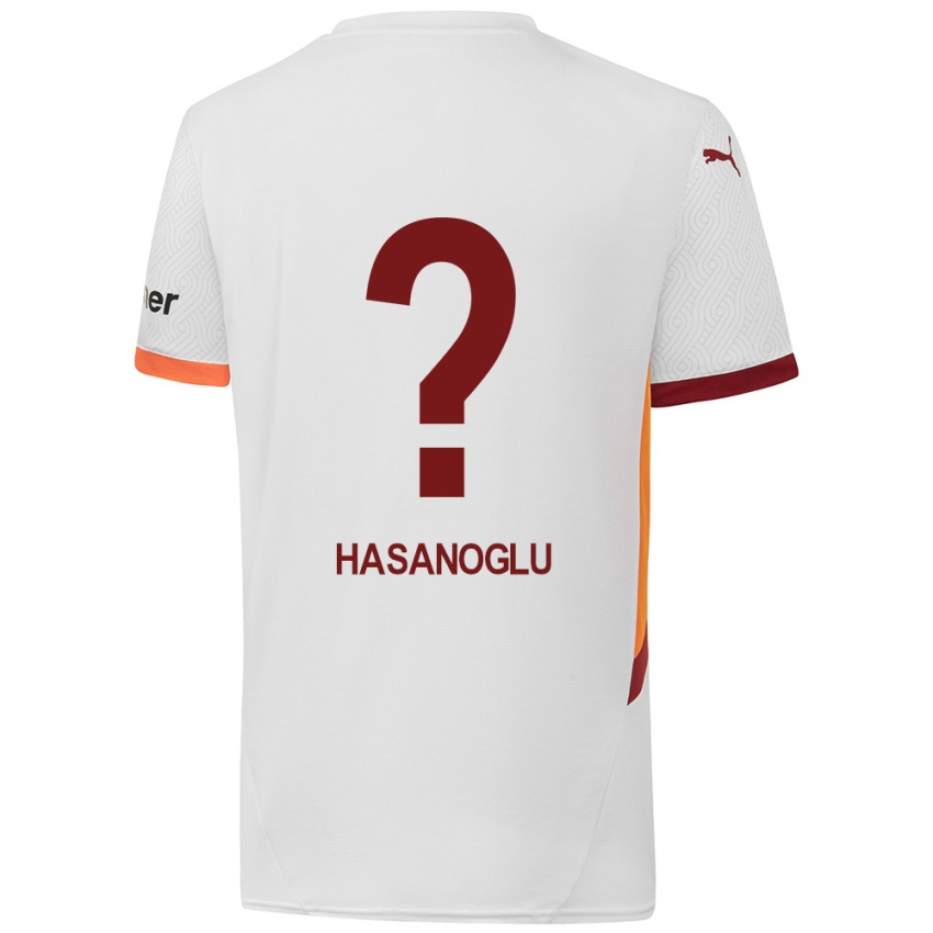 Gyermek Cinar Hasanoglu #0 Fehér Sárga Piros Idegenbeli Jersey 2024/25 Mez Póló Ing