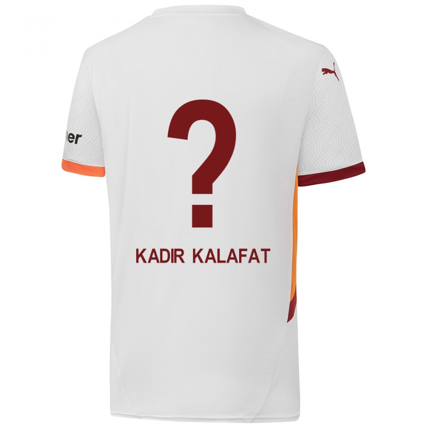 Gyermek İsmail Kadir Kalafat #0 Fehér Sárga Piros Idegenbeli Jersey 2024/25 Mez Póló Ing