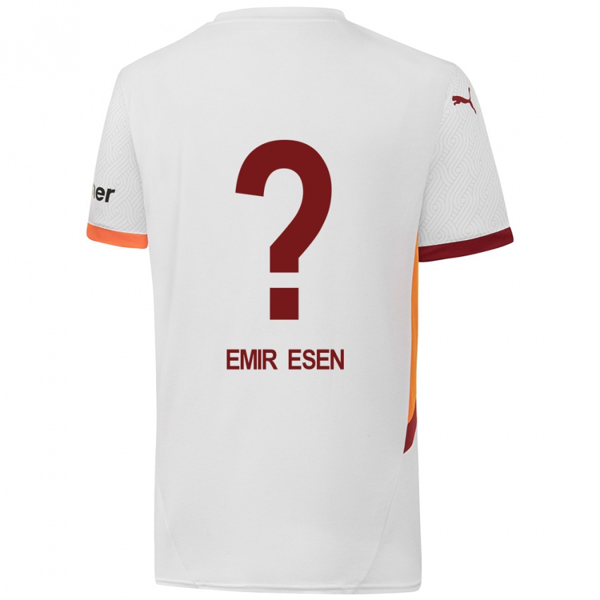 Gyermek Ali Emir Esen #0 Fehér Sárga Piros Idegenbeli Jersey 2024/25 Mez Póló Ing