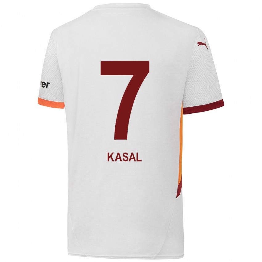 Gyermek Yasin Kasal #7 Fehér Sárga Piros Idegenbeli Jersey 2024/25 Mez Póló Ing