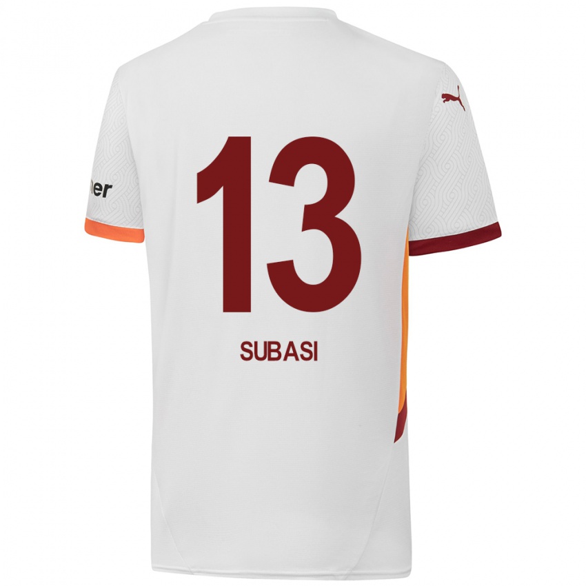 Gyermek Kadir Subasi #13 Fehér Sárga Piros Idegenbeli Jersey 2024/25 Mez Póló Ing