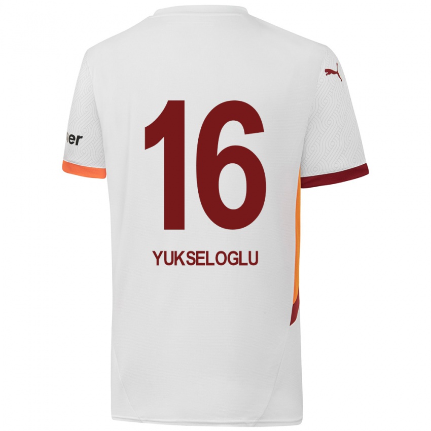 Gyermek Ayaz Yükseloğlu #16 Fehér Sárga Piros Idegenbeli Jersey 2024/25 Mez Póló Ing