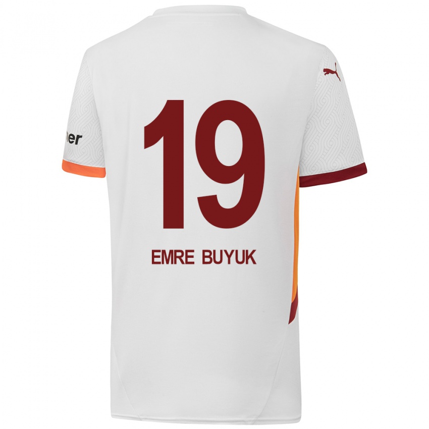 Gyermek Enes Emre Büyük #19 Fehér Sárga Piros Idegenbeli Jersey 2024/25 Mez Póló Ing