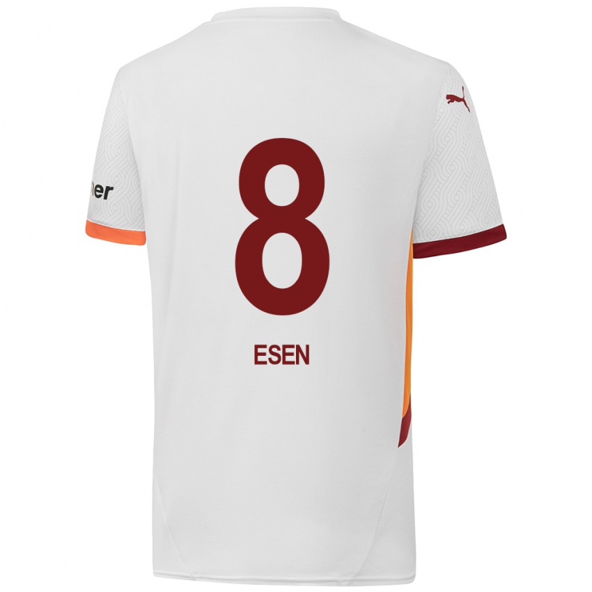 Gyermek Emine Ecem Esen #8 Fehér Sárga Piros Idegenbeli Jersey 2024/25 Mez Póló Ing