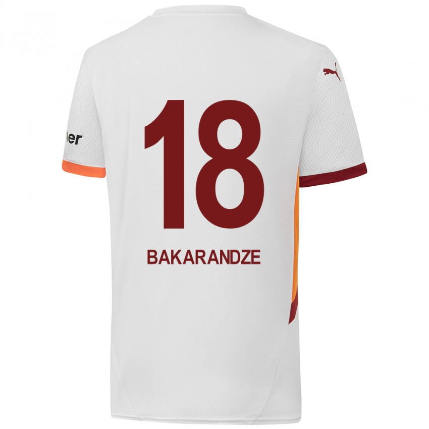 Gyermek Kristina Bakarandze #18 Fehér Sárga Piros Idegenbeli Jersey 2024/25 Mez Póló Ing