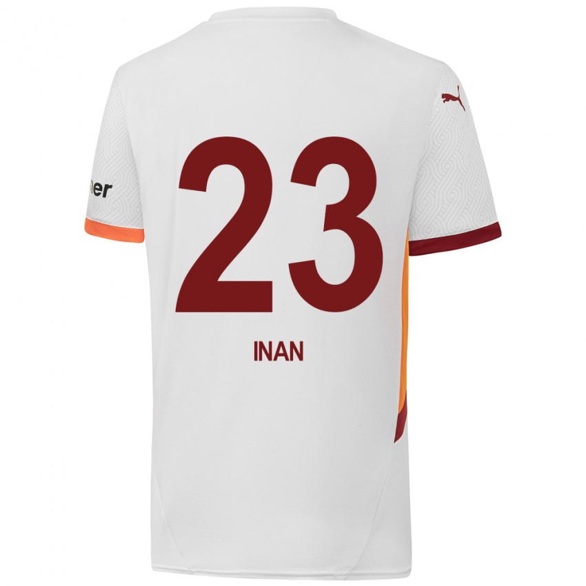 Gyermek Müge İnan #23 Fehér Sárga Piros Idegenbeli Jersey 2024/25 Mez Póló Ing