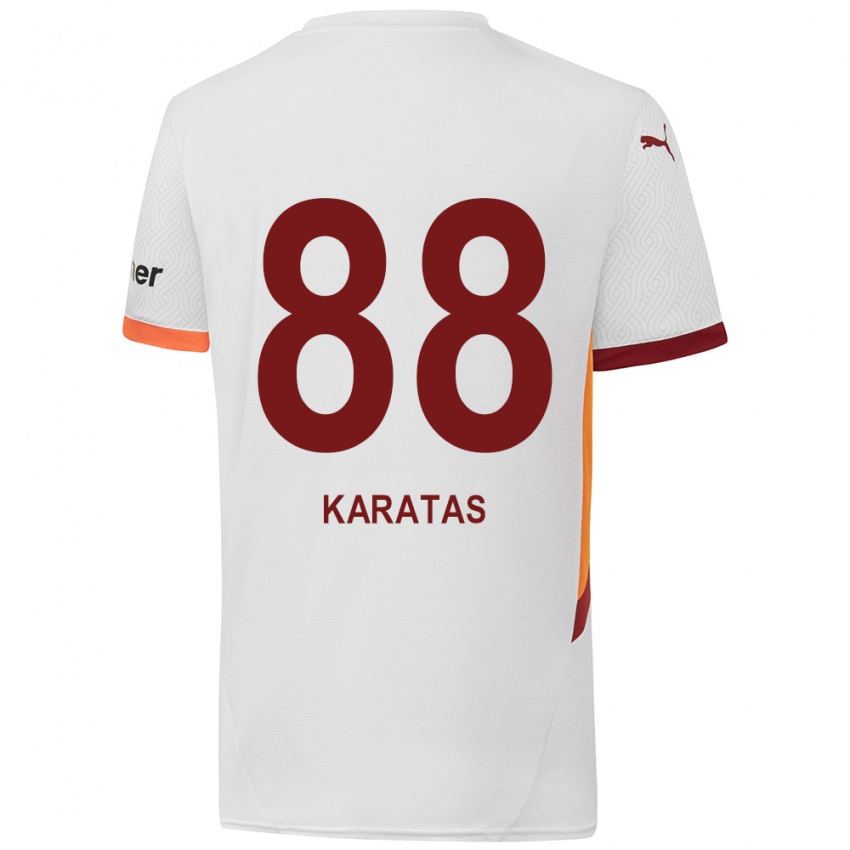 Gyermek Kazımcan Karataş #88 Fehér Sárga Piros Idegenbeli Jersey 2024/25 Mez Póló Ing