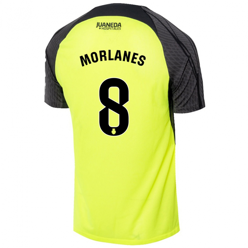 Gyermek Manu Morlanes #8 Fluoreszkáló Zöld Fekete Idegenbeli Jersey 2024/25 Mez Póló Ing