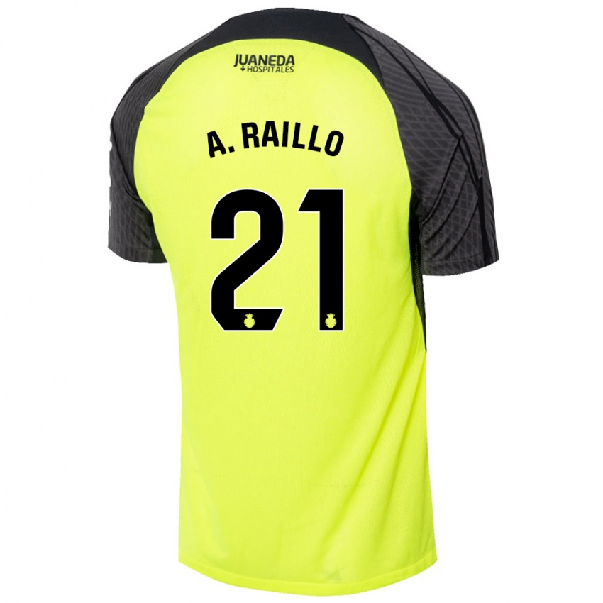 Gyermek Antonio Raíllo #21 Fluoreszkáló Zöld Fekete Idegenbeli Jersey 2024/25 Mez Póló Ing