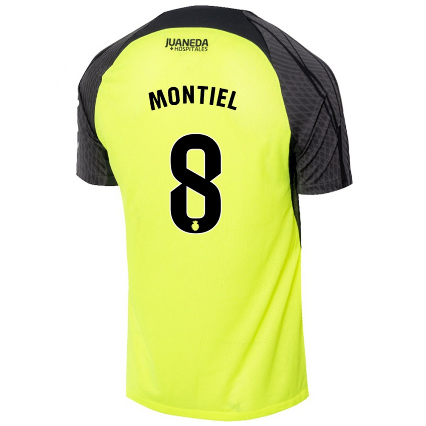 Gyermek Luis Montiel #8 Fluoreszkáló Zöld Fekete Idegenbeli Jersey 2024/25 Mez Póló Ing