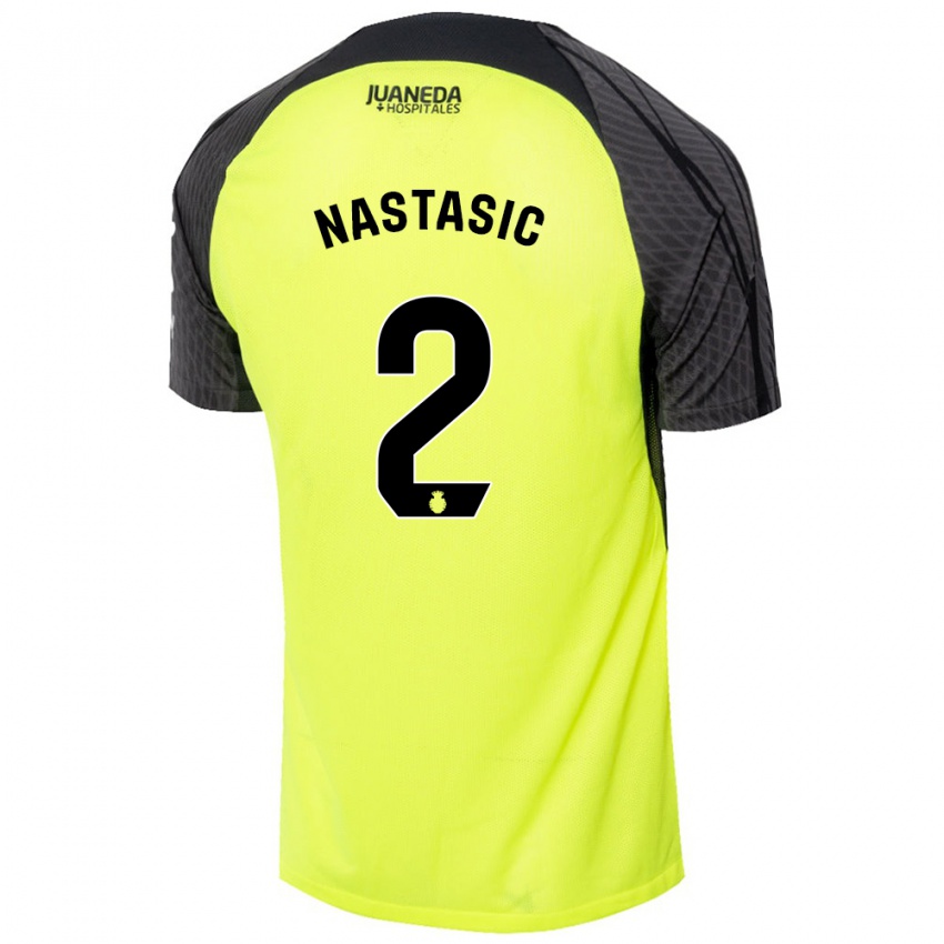 Gyermek Matija Nastasic #2 Fluoreszkáló Zöld Fekete Idegenbeli Jersey 2024/25 Mez Póló Ing