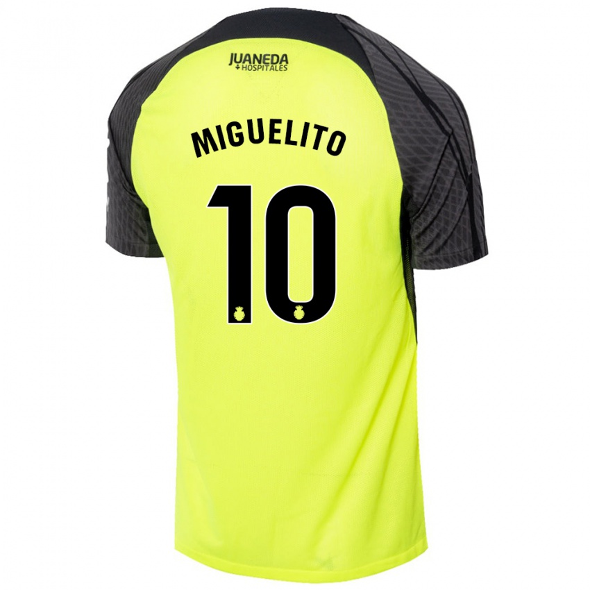 Gyermek Miguelito #10 Fluoreszkáló Zöld Fekete Idegenbeli Jersey 2024/25 Mez Póló Ing