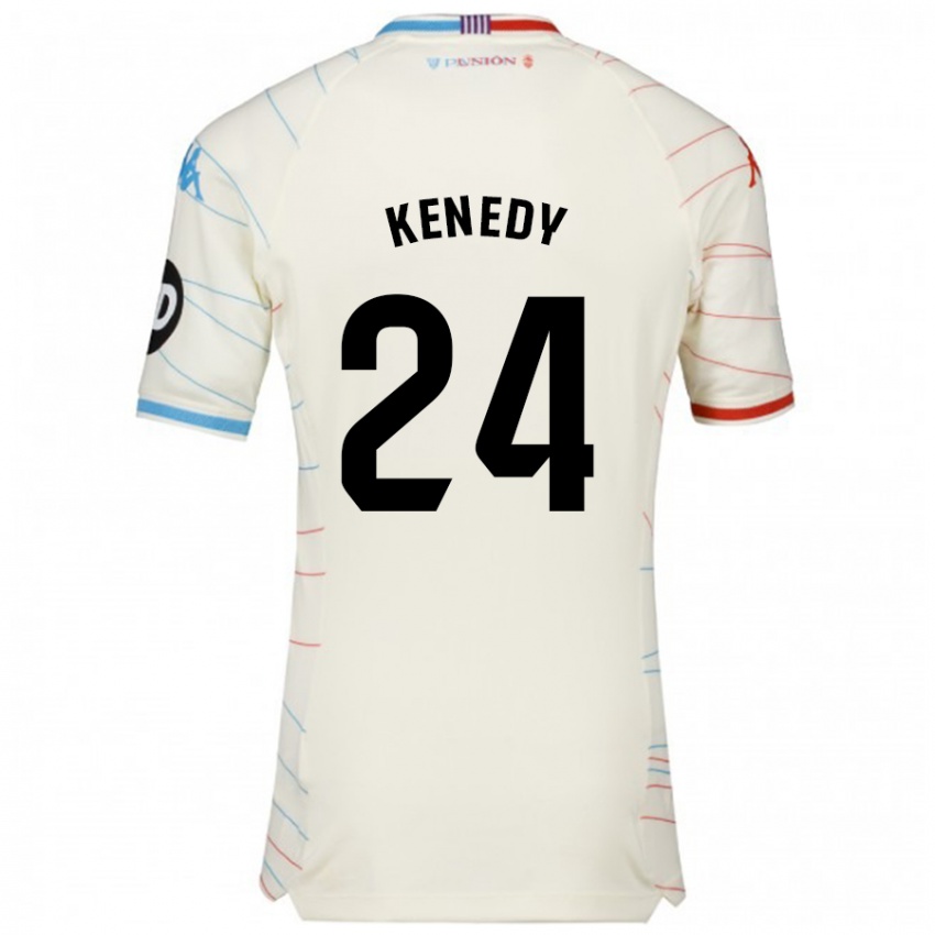 Gyermek Kenedy #24 Fehér Piros Kék Idegenbeli Jersey 2024/25 Mez Póló Ing