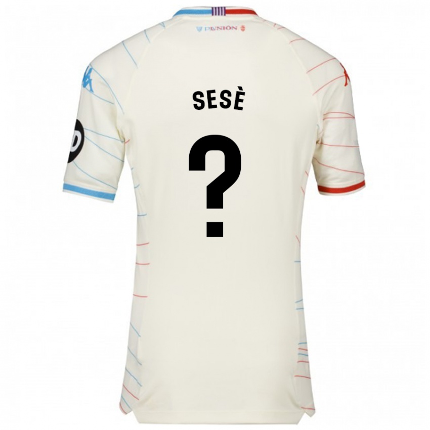 Gyermek Mario Sesè #0 Fehér Piros Kék Idegenbeli Jersey 2024/25 Mez Póló Ing