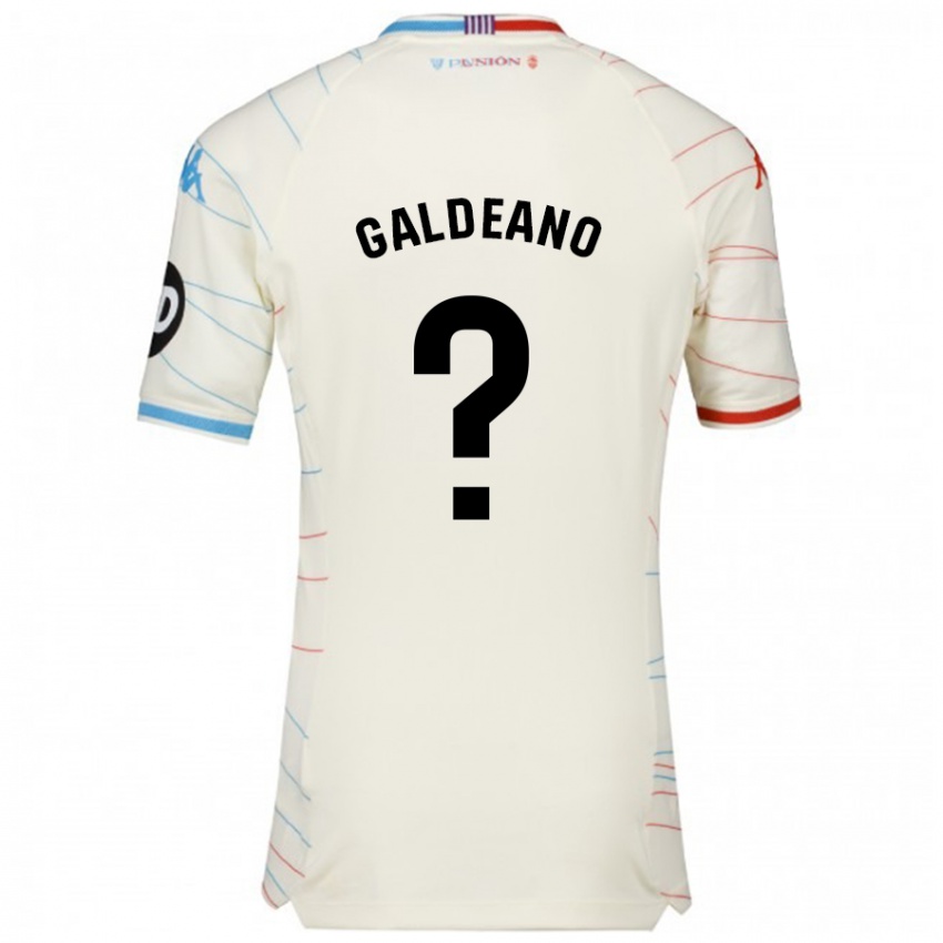 Gyermek Alejandro Galdeano #0 Fehér Piros Kék Idegenbeli Jersey 2024/25 Mez Póló Ing