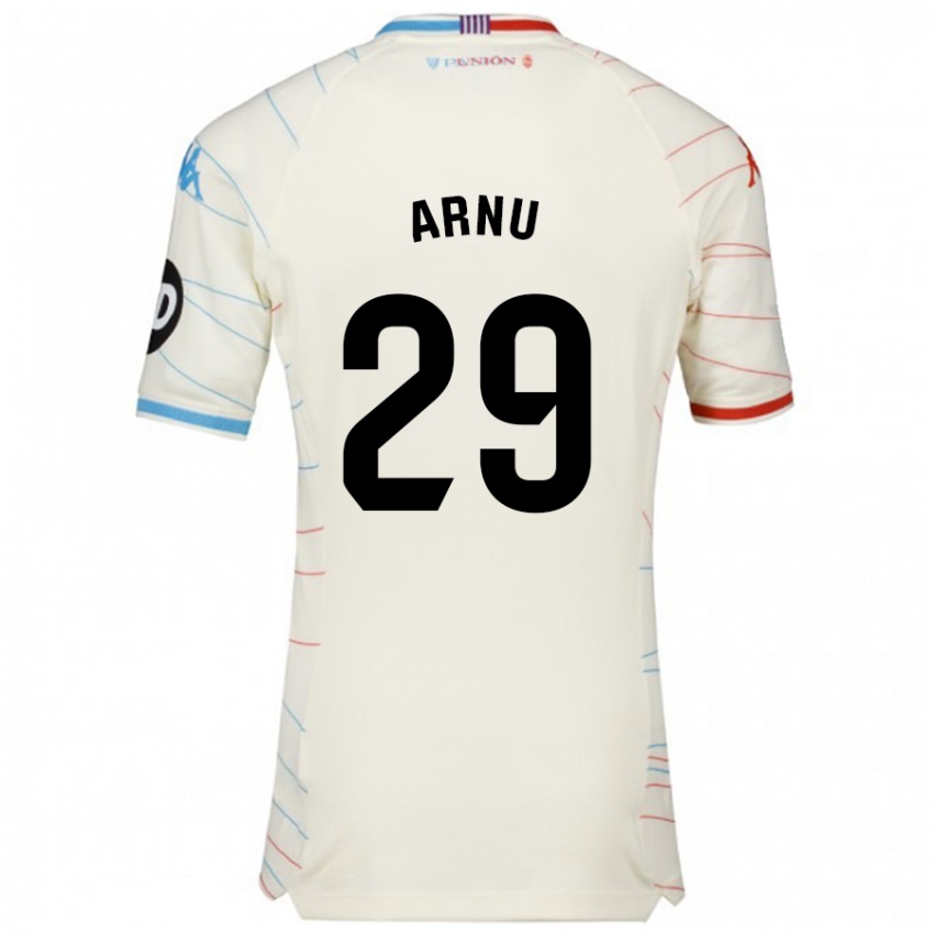 Gyermek Adrián Arnu #29 Fehér Piros Kék Idegenbeli Jersey 2024/25 Mez Póló Ing