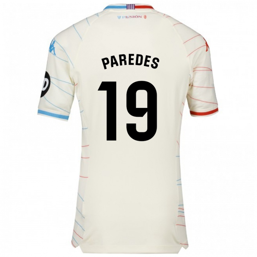 Gyermek Yago Paredes #19 Fehér Piros Kék Idegenbeli Jersey 2024/25 Mez Póló Ing