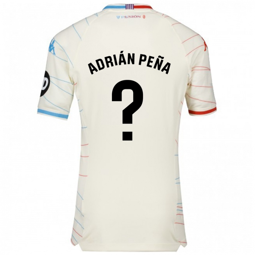 Gyermek Adrián Peña #0 Fehér Piros Kék Idegenbeli Jersey 2024/25 Mez Póló Ing