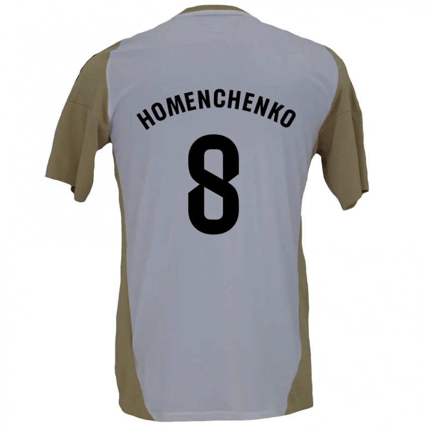 Gyermek Santiago Homenchenko #8 Barna Fehér Idegenbeli Jersey 2024/25 Mez Póló Ing