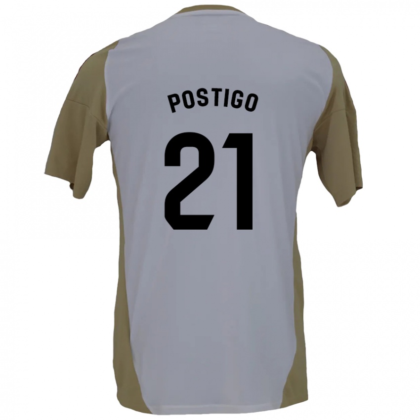 Gyermek Sergio Postigo #21 Barna Fehér Idegenbeli Jersey 2024/25 Mez Póló Ing