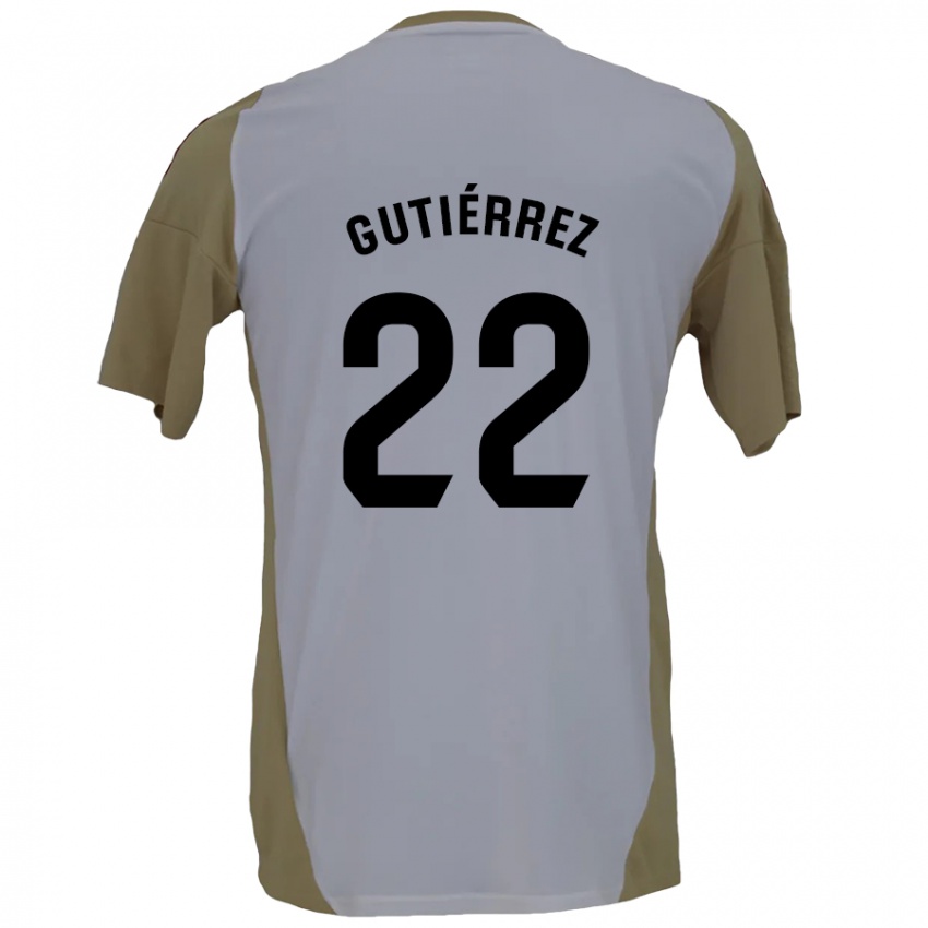 Gyermek Juan Gutiérrez #22 Barna Fehér Idegenbeli Jersey 2024/25 Mez Póló Ing