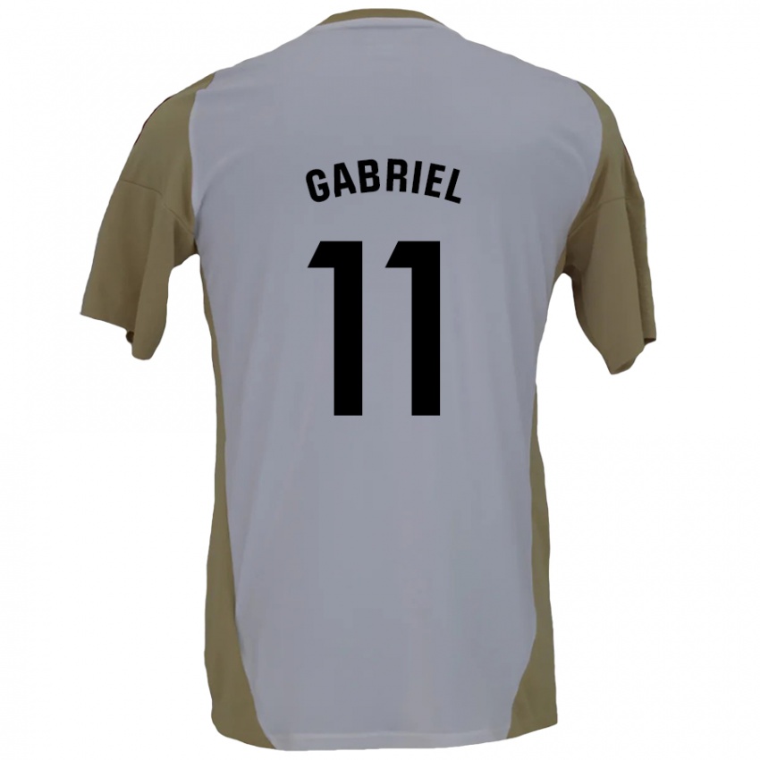 Gyermek Sergio Gabriel #11 Barna Fehér Idegenbeli Jersey 2024/25 Mez Póló Ing