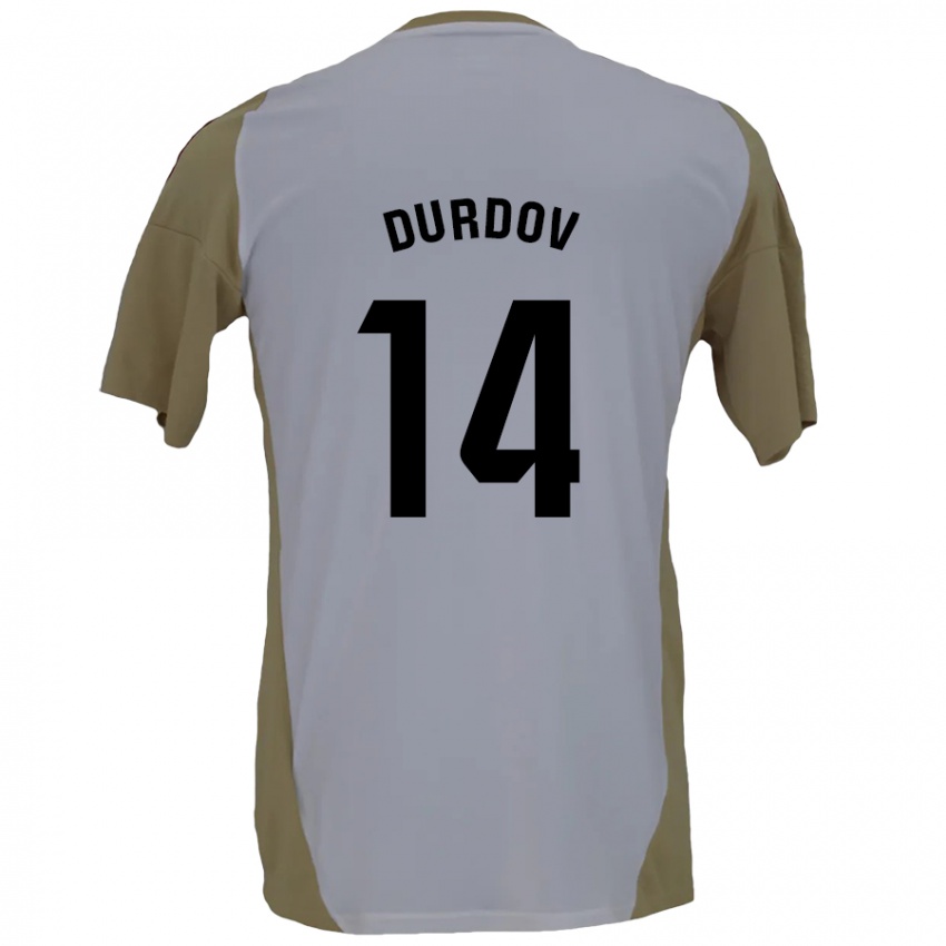 Gyermek Ivan Durdov #14 Barna Fehér Idegenbeli Jersey 2024/25 Mez Póló Ing