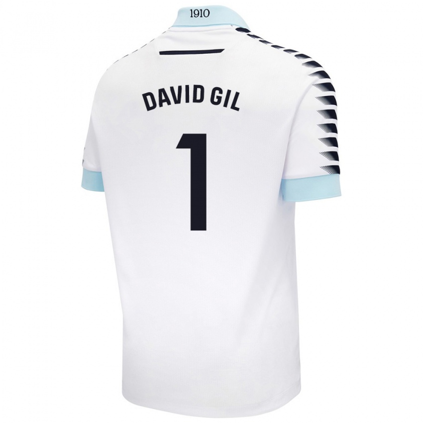 Gyermek David Gil #1 Fehér Kék Idegenbeli Jersey 2024/25 Mez Póló Ing