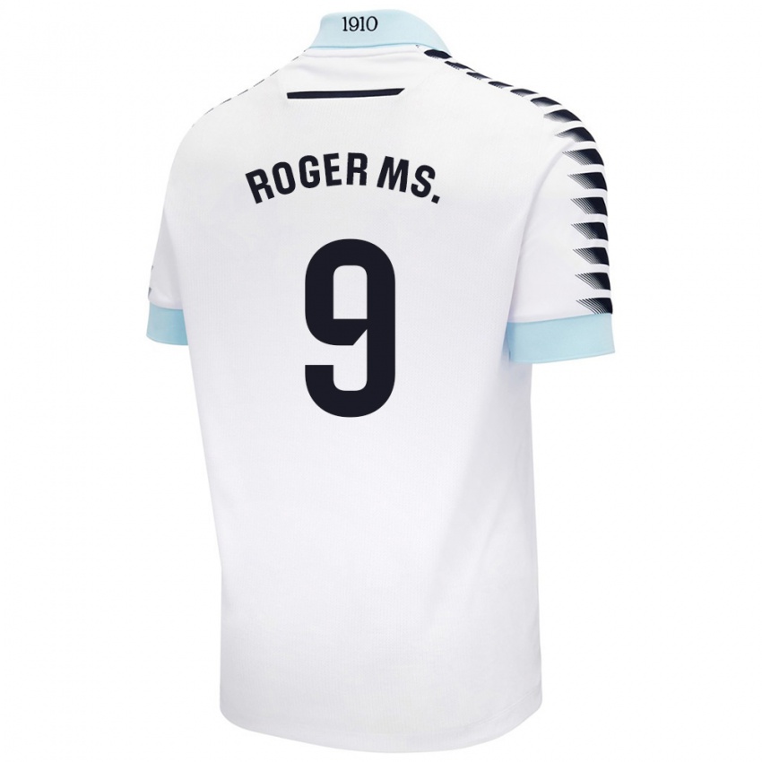 Gyermek Roger Martí #9 Fehér Kék Idegenbeli Jersey 2024/25 Mez Póló Ing