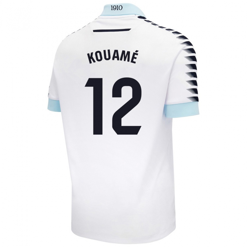 Gyermek Rominigue Kouamé #12 Fehér Kék Idegenbeli Jersey 2024/25 Mez Póló Ing