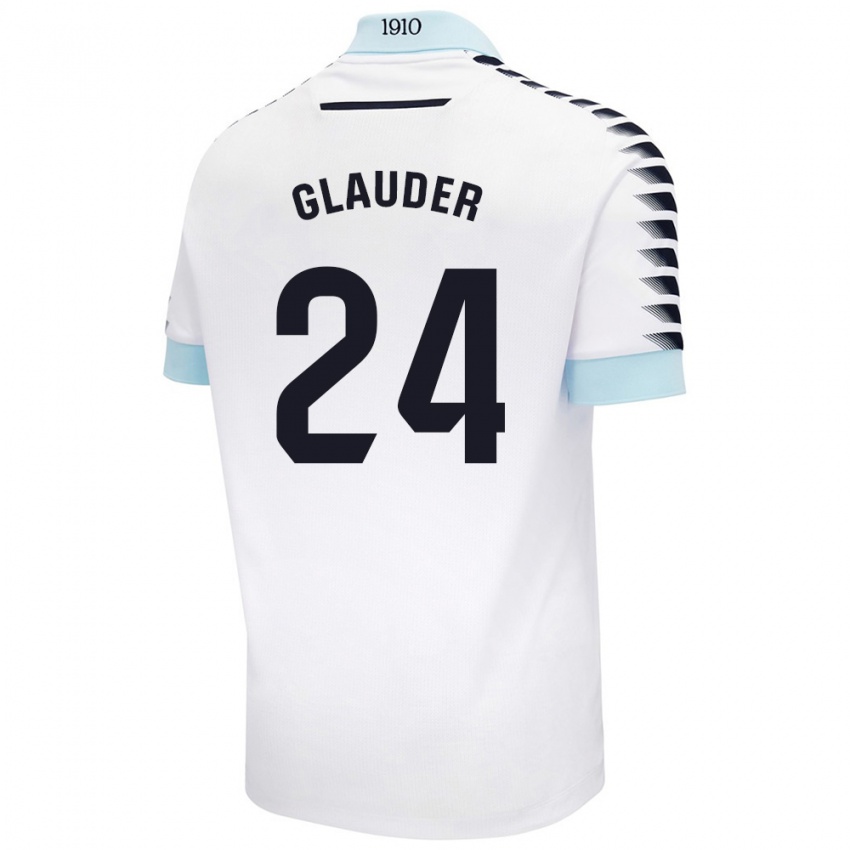 Gyermek Cristian Glauder #24 Fehér Kék Idegenbeli Jersey 2024/25 Mez Póló Ing