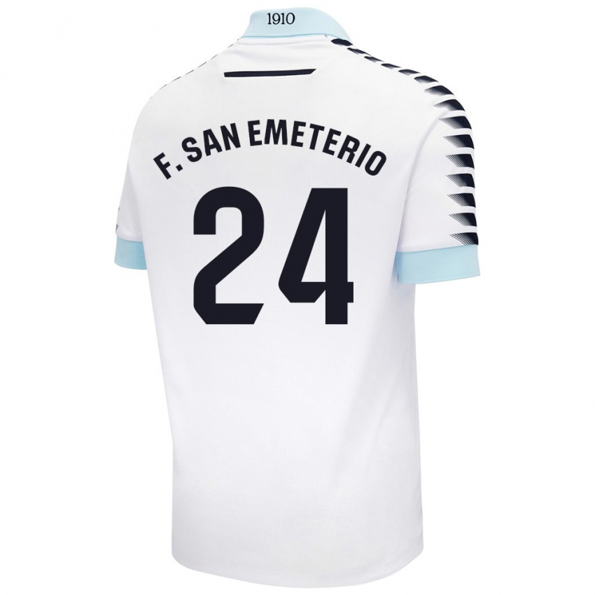 Gyermek Fede San Emeterio #24 Fehér Kék Idegenbeli Jersey 2024/25 Mez Póló Ing