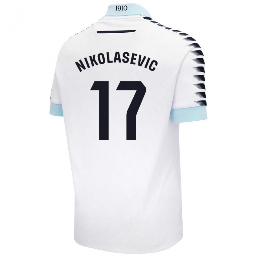 Gyermek Mirko Nikolasevic #17 Fehér Kék Idegenbeli Jersey 2024/25 Mez Póló Ing