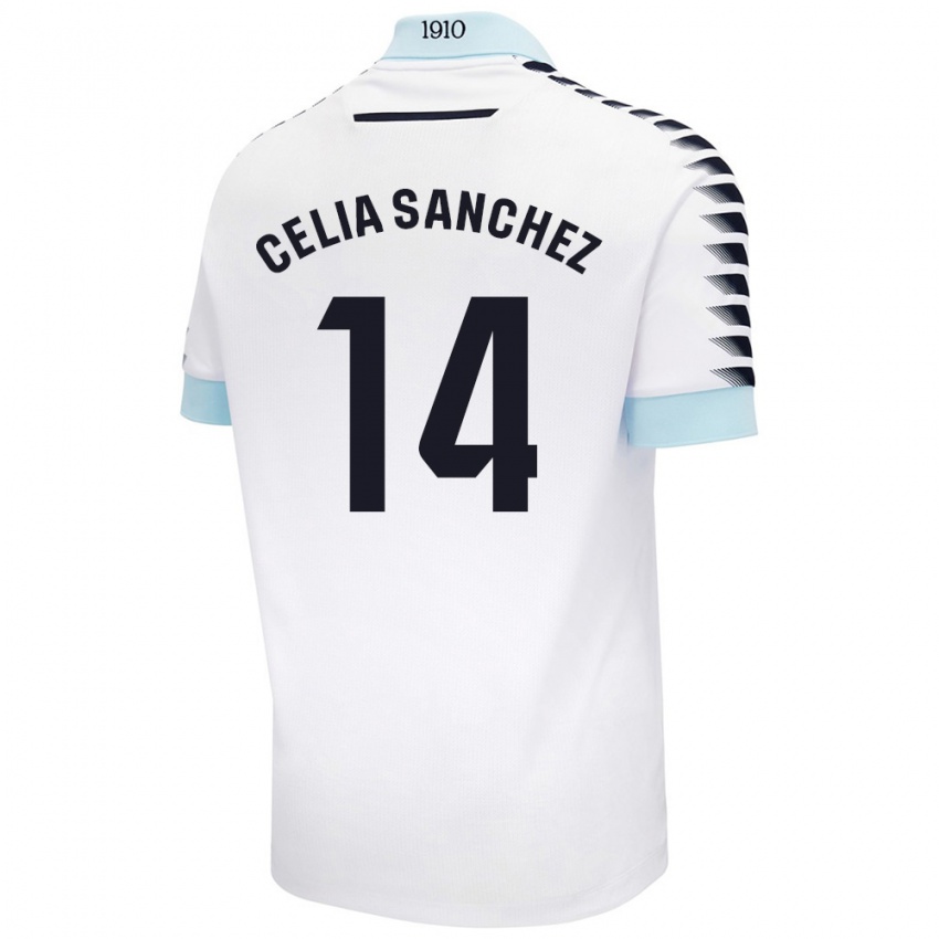 Gyermek Celia Sánchez García #14 Fehér Kék Idegenbeli Jersey 2024/25 Mez Póló Ing