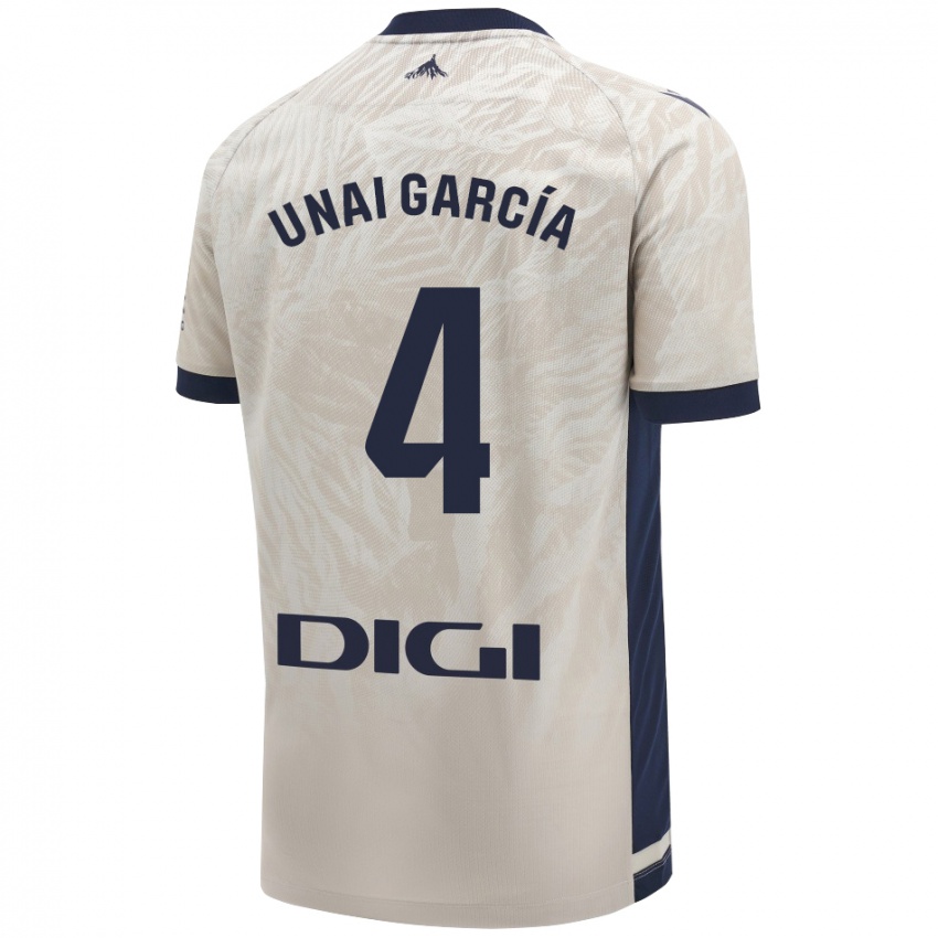 Gyermek Unai García #4 Világos Szürke Idegenbeli Jersey 2024/25 Mez Póló Ing