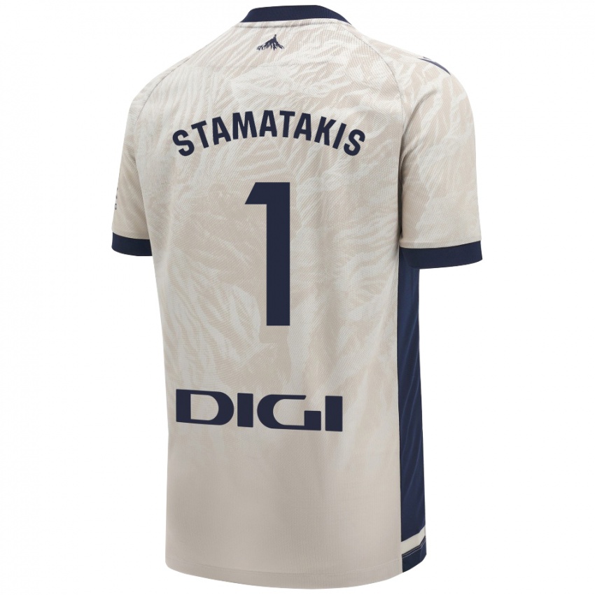 Gyermek Dimitrios Stamatakis #1 Világos Szürke Idegenbeli Jersey 2024/25 Mez Póló Ing