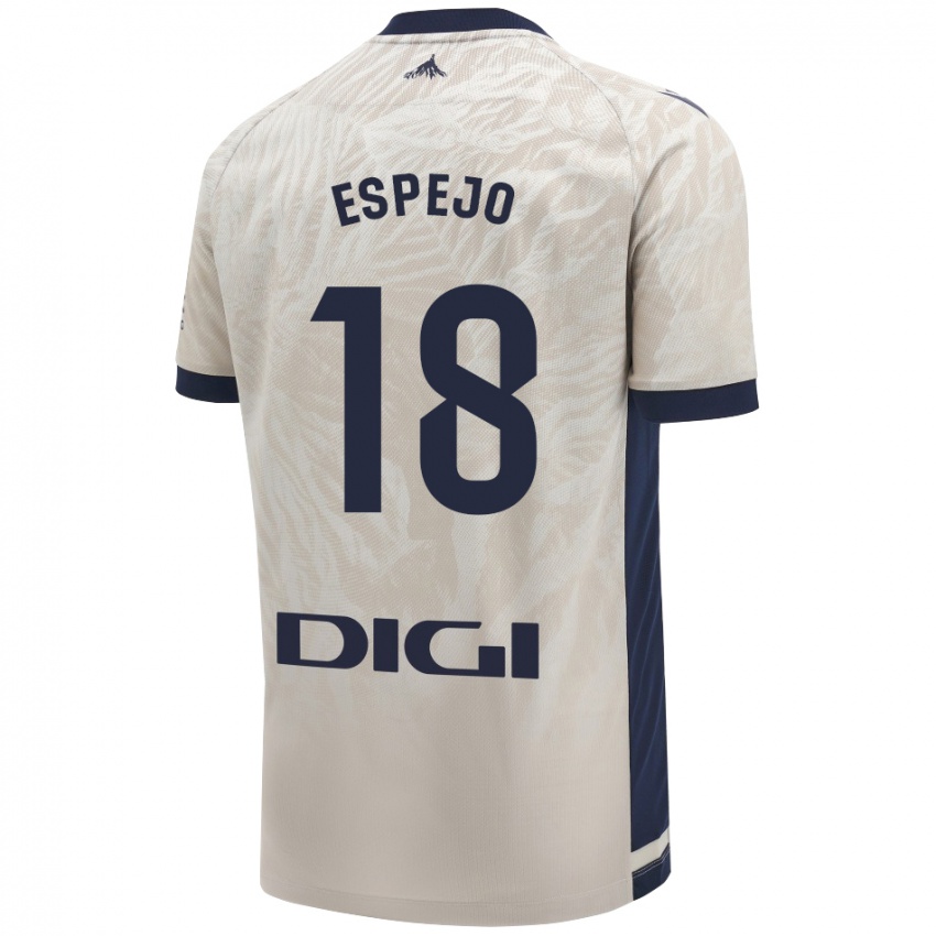 Gyermek Diego Espejo #18 Világos Szürke Idegenbeli Jersey 2024/25 Mez Póló Ing