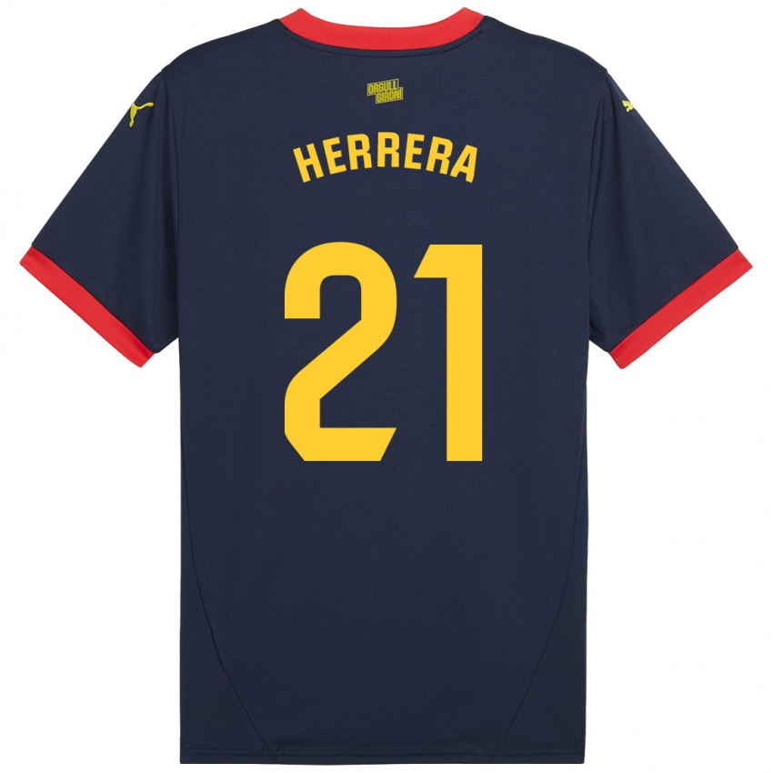 Gyermek Yangel Herrera #21 Sötétvörös Idegenbeli Jersey 2024/25 Mez Póló Ing